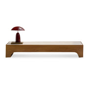 The Noah Low Coffee Table in chocolate finish—modern rectangle coffee table with ash wood and Crema marble, ideal for minimalist interiors.
